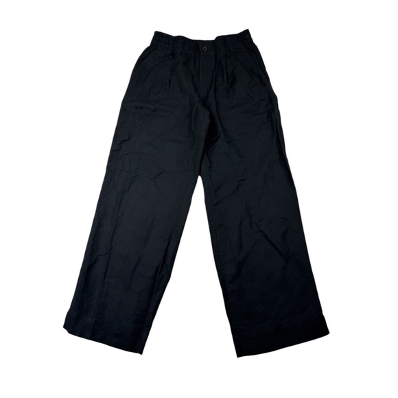 Madewell Linen Blend Pull On High Rise Straight Pants Black Size S - Picture 2 of 11